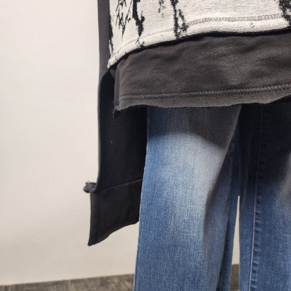 LINK Black & Grey Long Tunic Top Dress Size L - Picture 4 of 9